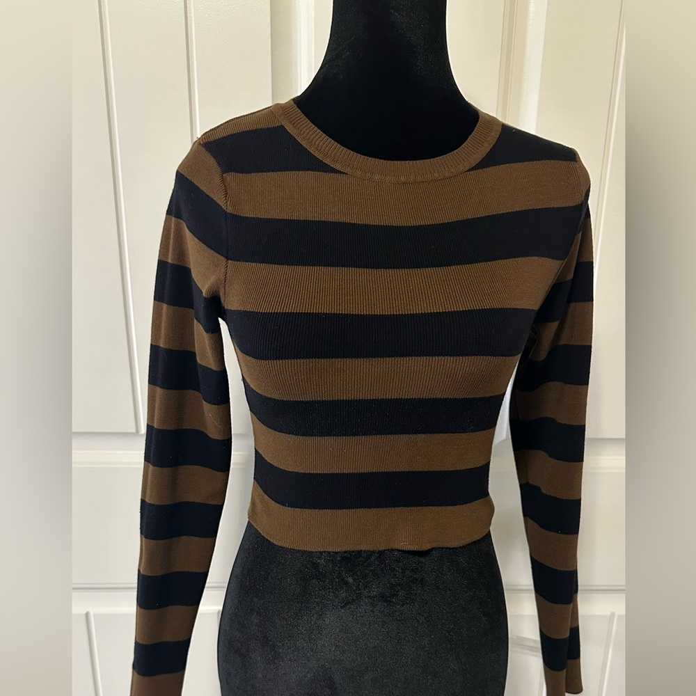 Zara Brown and Black Stripes Knit Sweater- Size  Small
